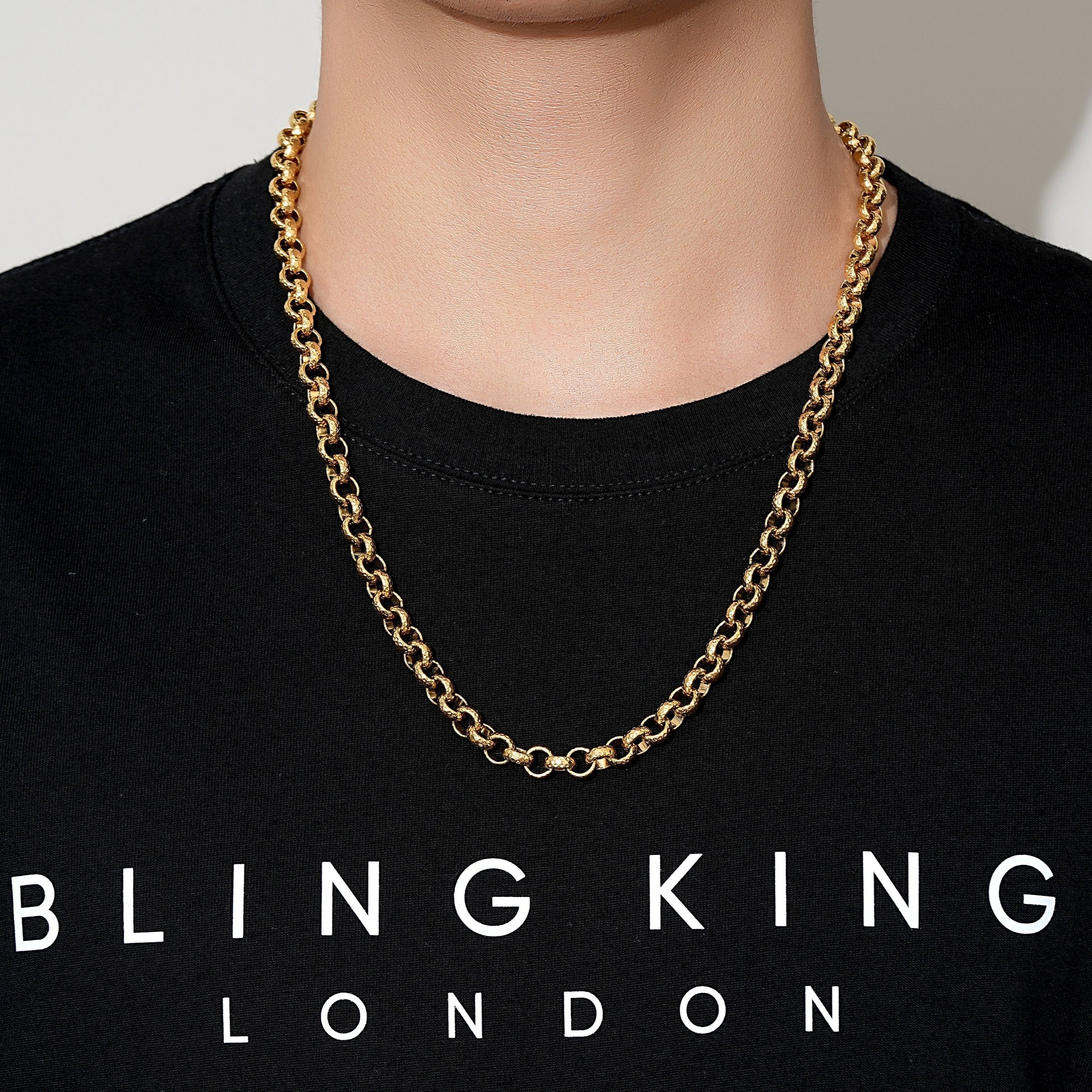 Gold Diamond-Cut Patterned Belcher Chain 8mm - Image 3