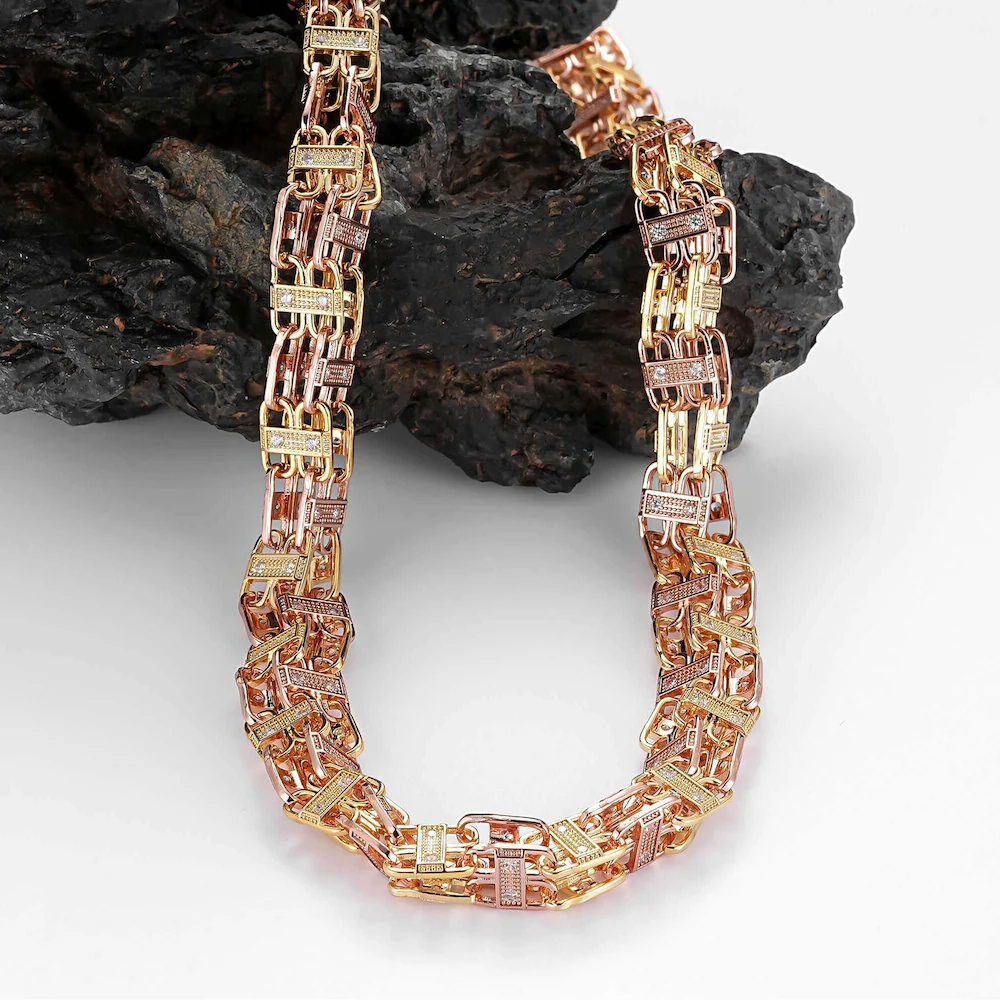 12mm 2-Tone Cage Chain with Stones - Image 3