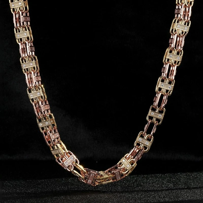 12mm 2-Tone Cage Chain with Stones - Image 5