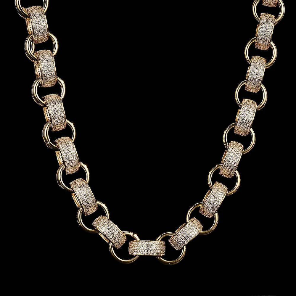 20mm Gold XXL Heavy Belcher Chain with Stones and Albert Clasp - Image 3