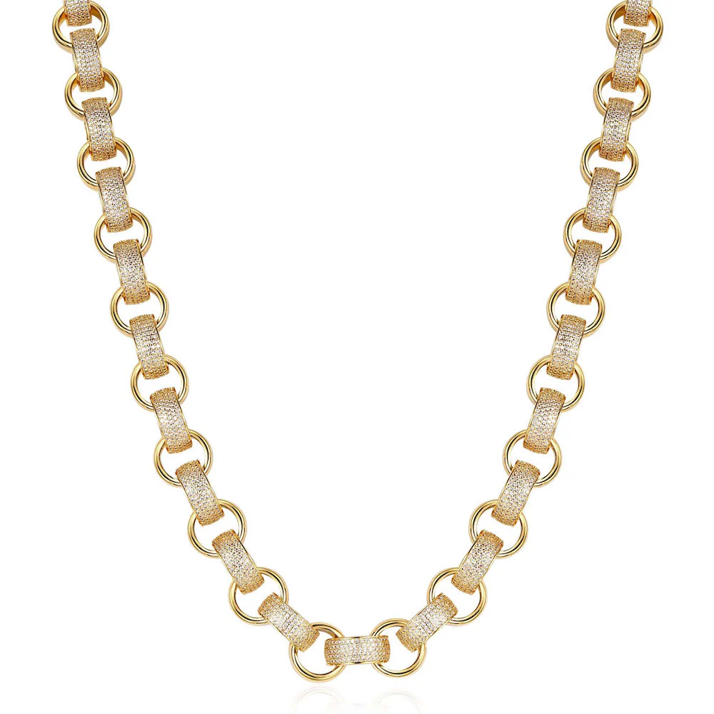 20mm Gold XXL Heavy Belcher Chain with Stones and Albert Clasp - Image 5
