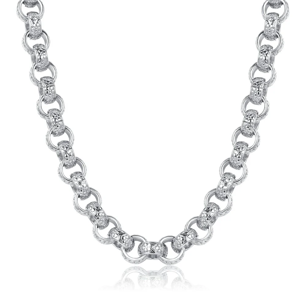 20mm Silver- Filled Ornate Belcher Chain Necklace - 28 Inches - Image 4