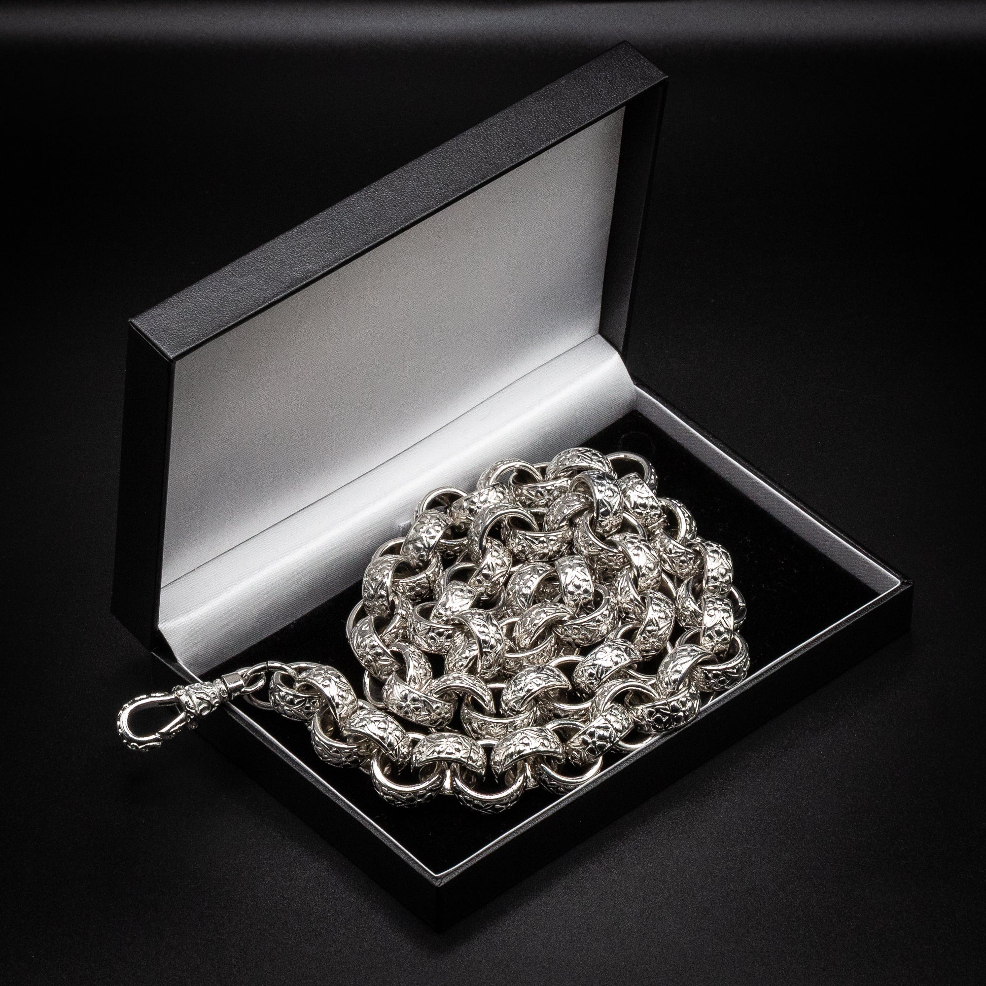 20mm Silver- Filled Ornate Belcher Chain Necklace - 28 Inches - Image 6