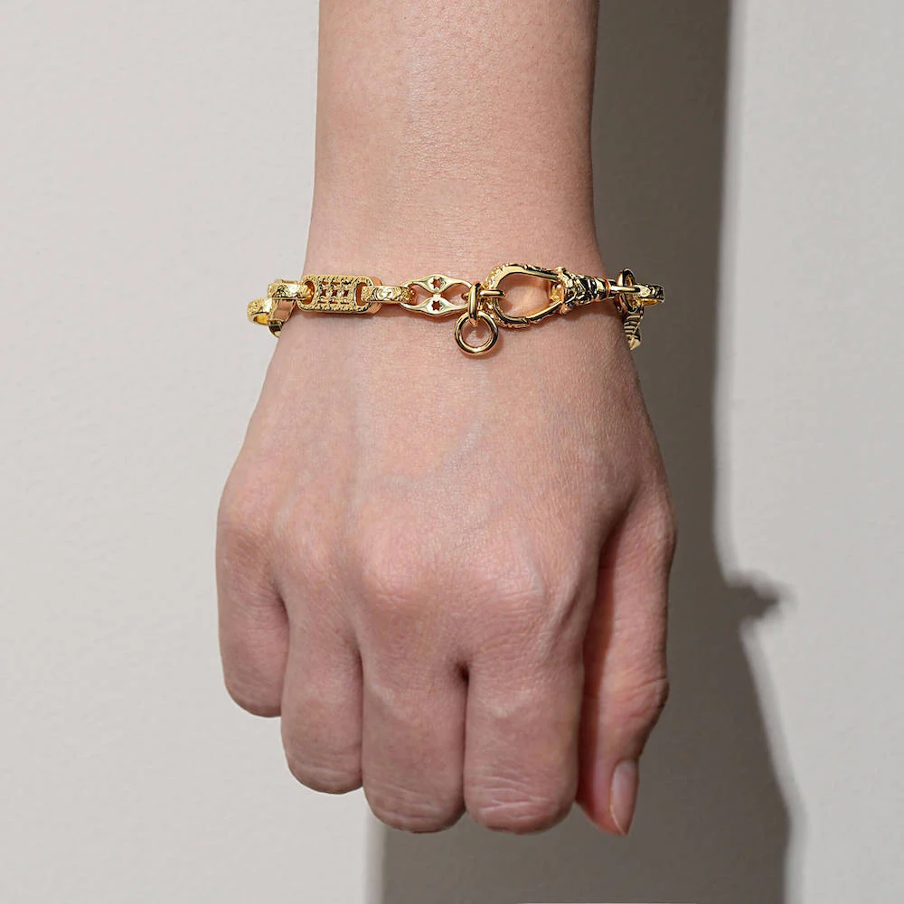 7mm Gold Stars and Bars Bracelet Albert Clasp 8/8.5 Inch - Image 3