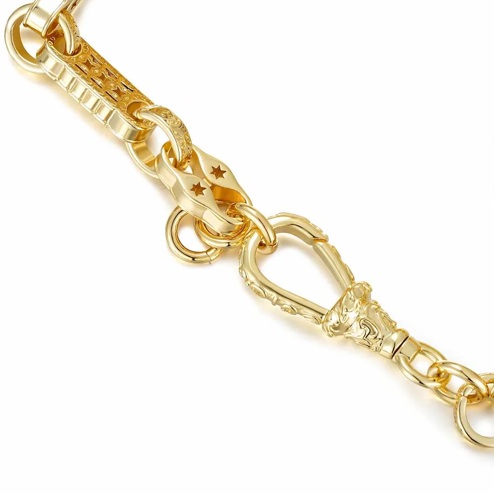 7mm Gold Stars and Bars Bracelet Albert Clasp 8/8.5 Inch - Image 5