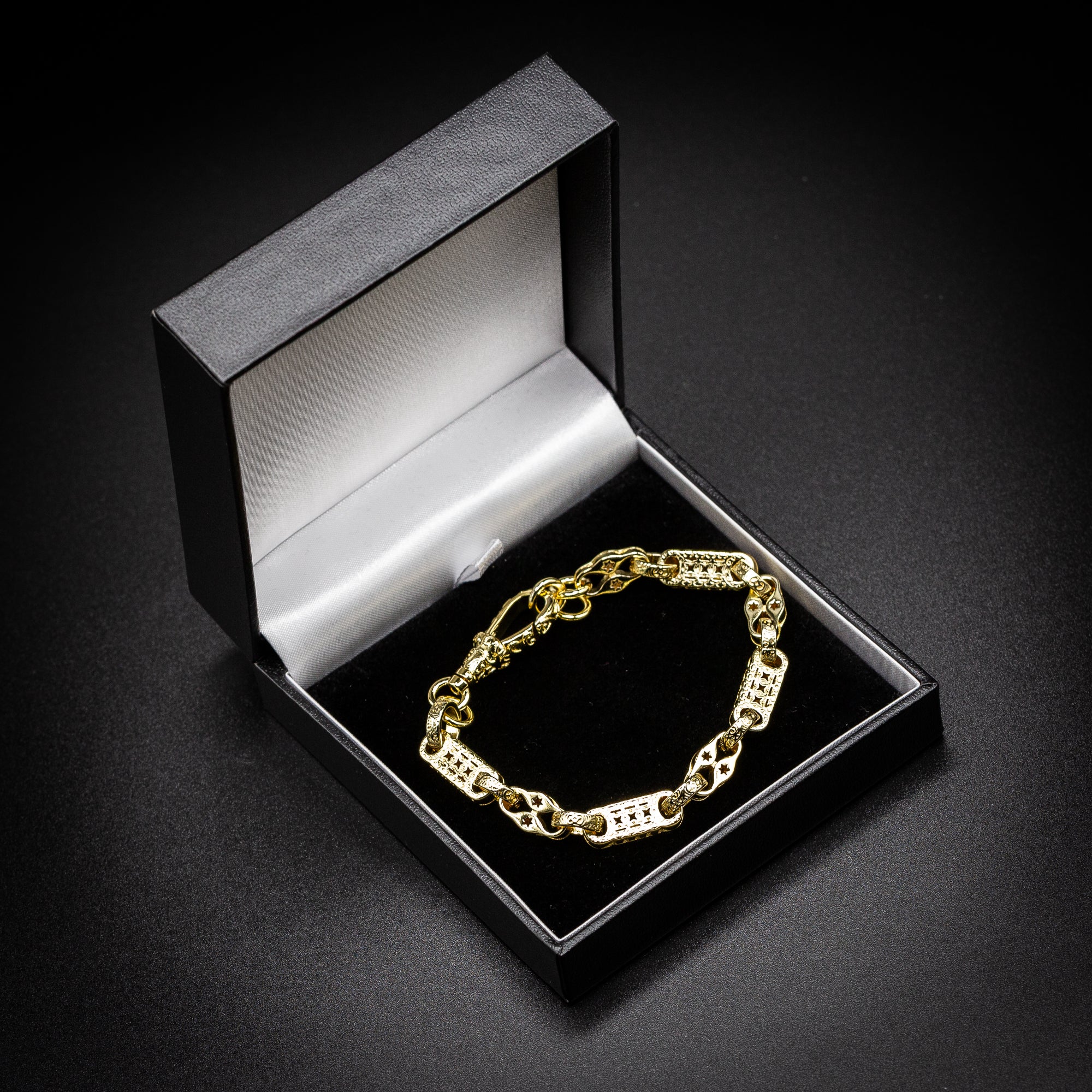 7mm Gold Stars and Bars Bracelet Albert Clasp 8/8.5 Inch - Image 7