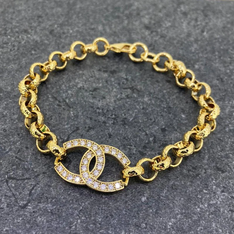 Gold Horseshoe Crystal Belcher Bracelet 6" - Image 5