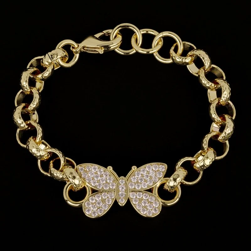 8 inch Butterfly Belcher Bracelet With Crystals - Image 3