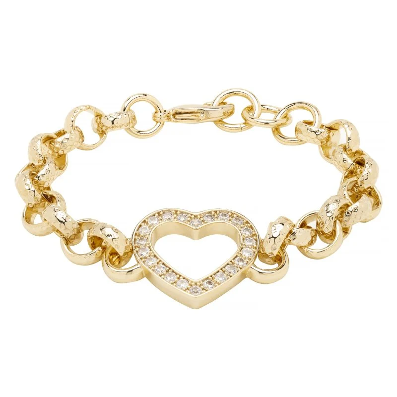 8mm Gold Open Heart Belcher Bracelet Stones 8/8.5 Inch - Image 4