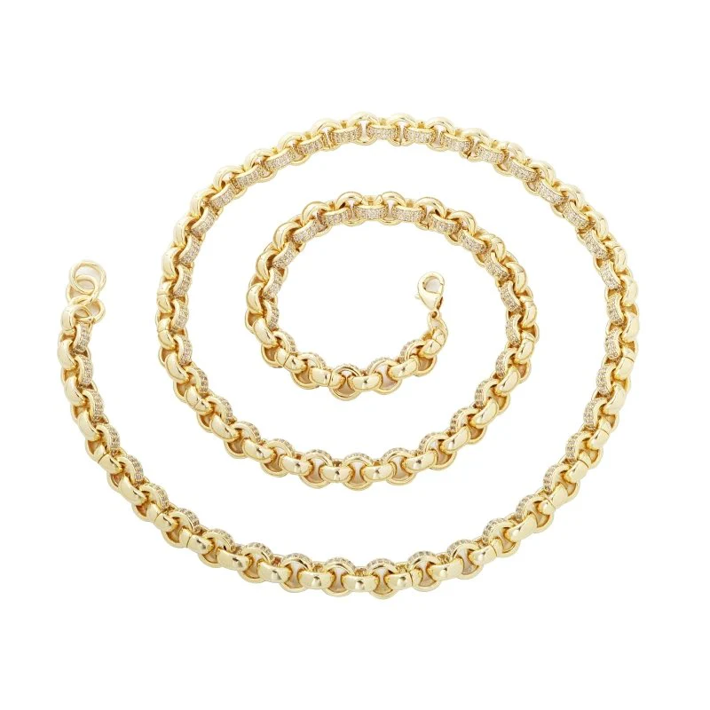 8mm Gold Belcher Chain with 2450 CZ Stones - 22 Inch - Image 3