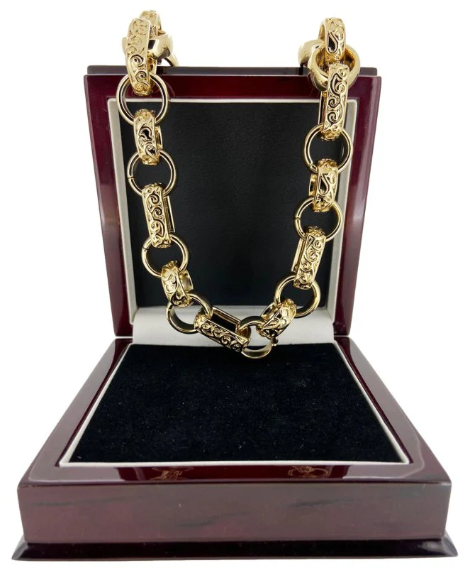 New Luxury XXL 18mm Gold Ornate Gypsy Link Belcher Chain - Image 4