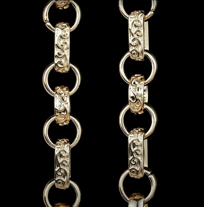 New Luxury XXL 18mm Gold Ornate Gypsy Link Belcher Chain - Image 6