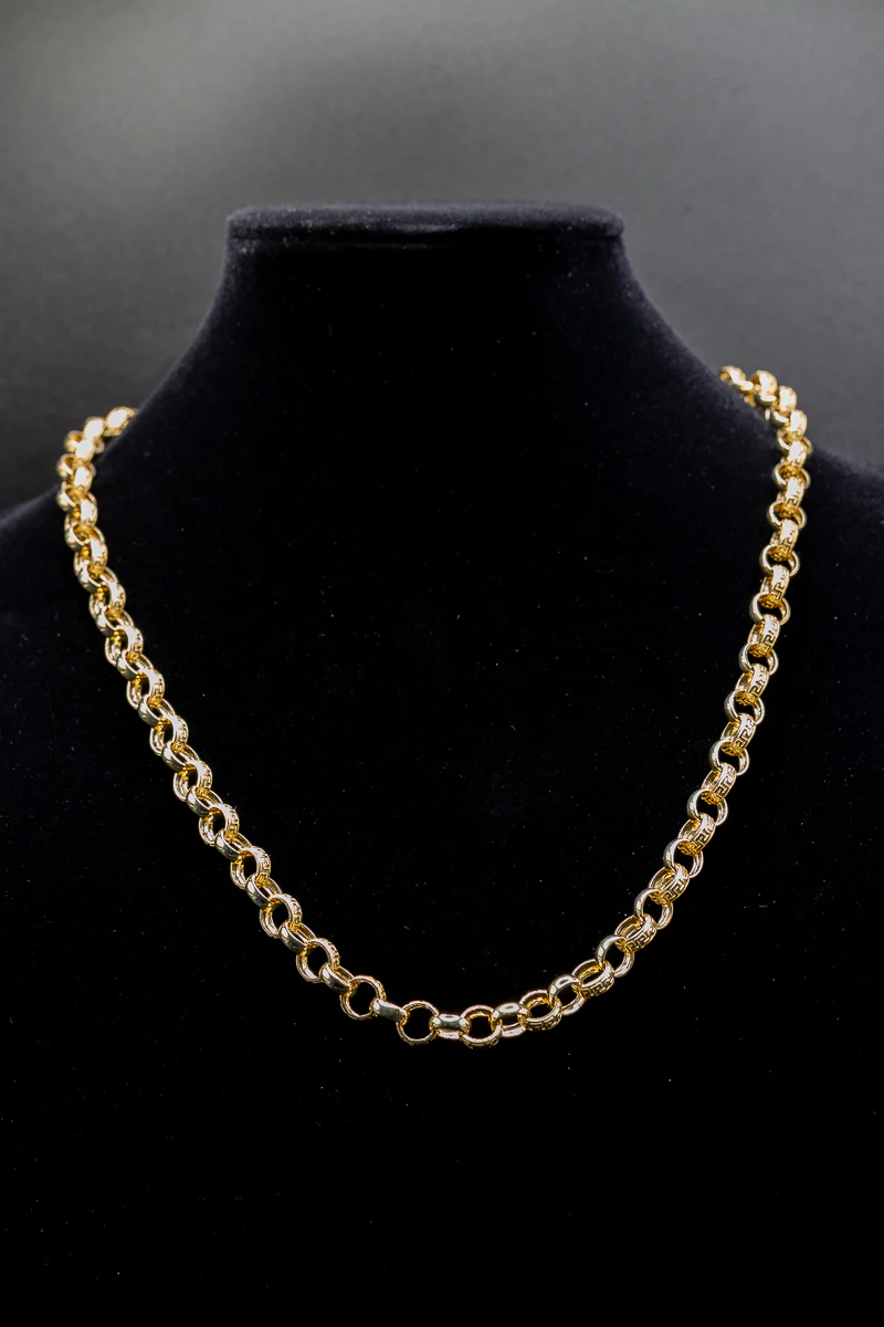 9ct Yellow Gold Greek Patterned Belcher Chain 24 Inches - Image 3