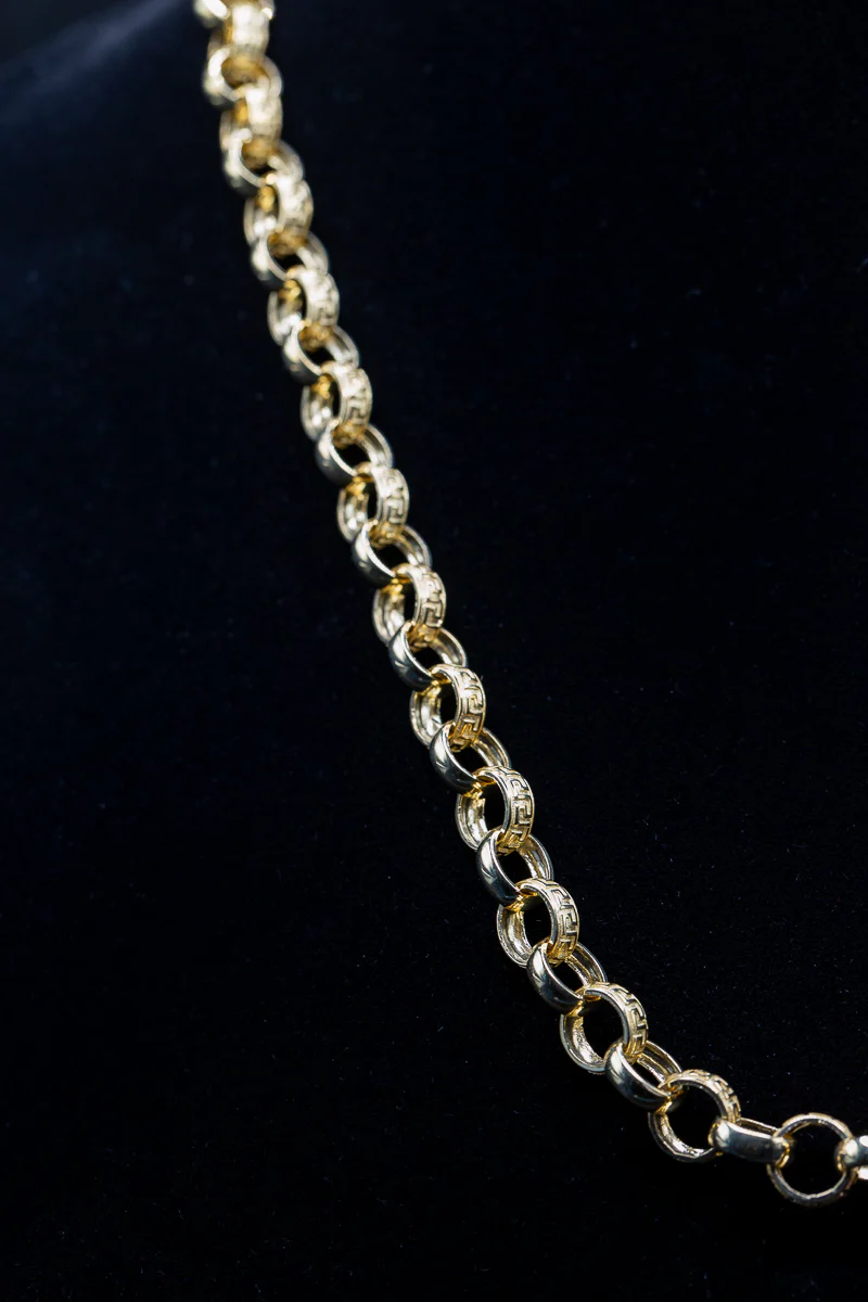 9ct Yellow Gold Greek Patterned Belcher Chain 24 Inches - Image 4