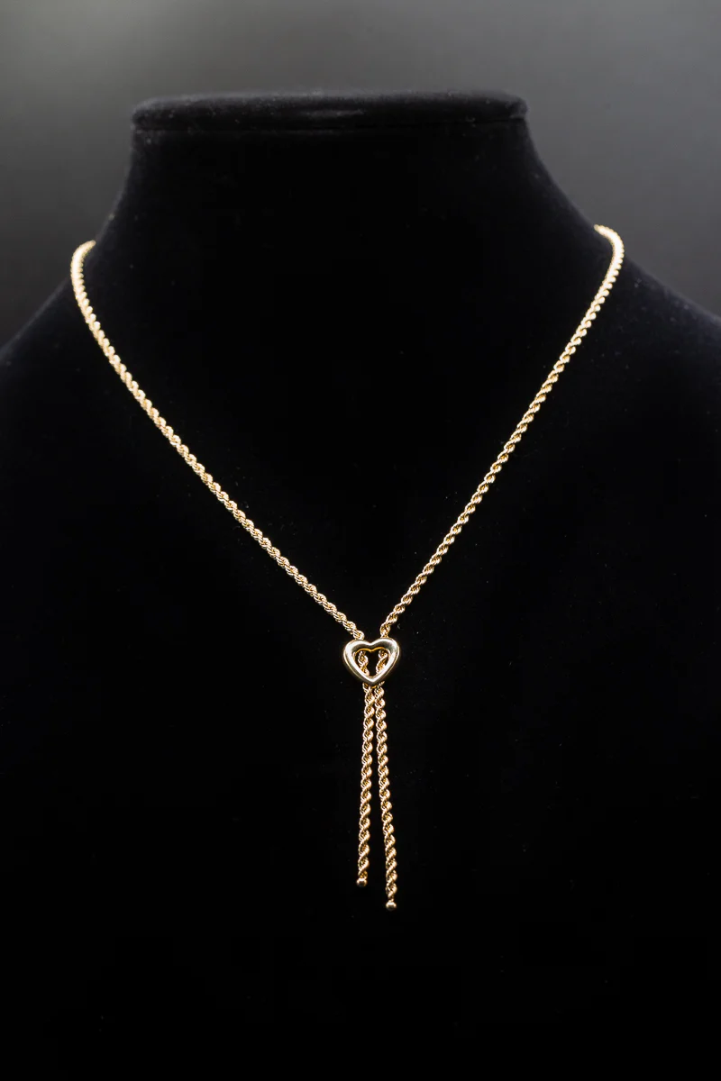 9ct Gold Heart Rope Chain Necklace - Image 4