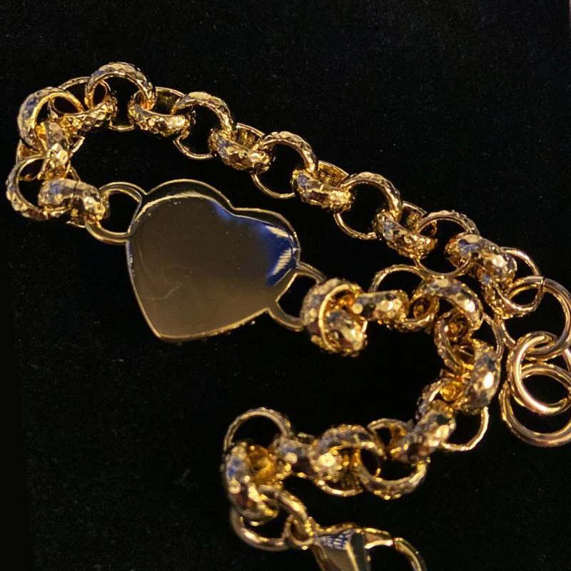 Gold Crystal Heart Patterned Belcher Bracelet - Image 3