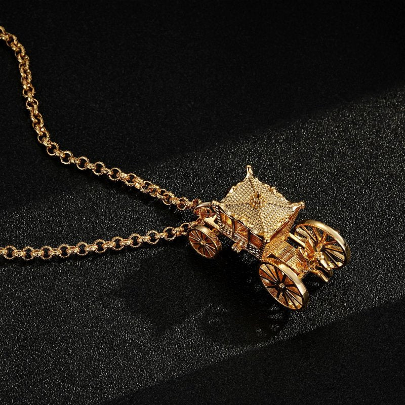 Gold Princess Carriage Pendant Necklace - Image 3