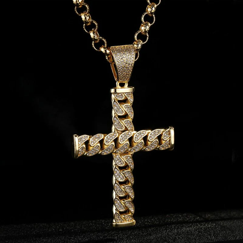 Gold Cross Pendant Necklace 22" - Image 4
