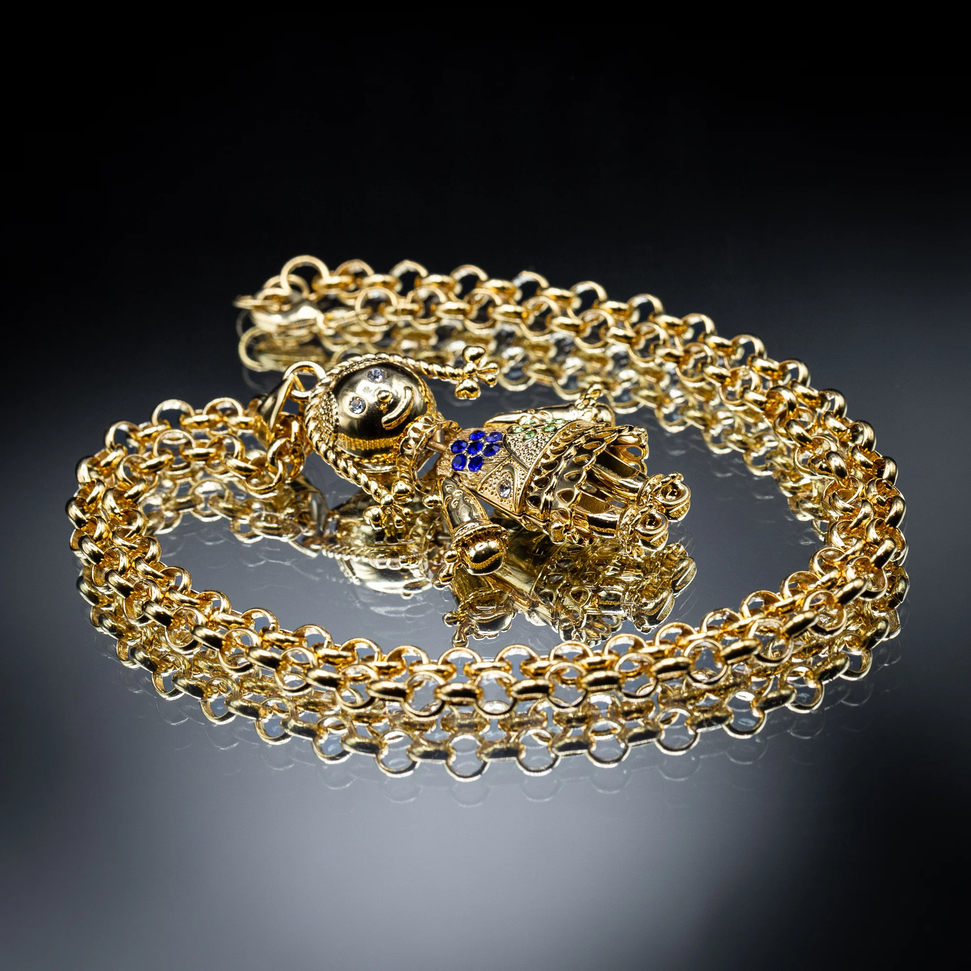 Gold Rag Doll Pendant Necklace 22" - Image 4