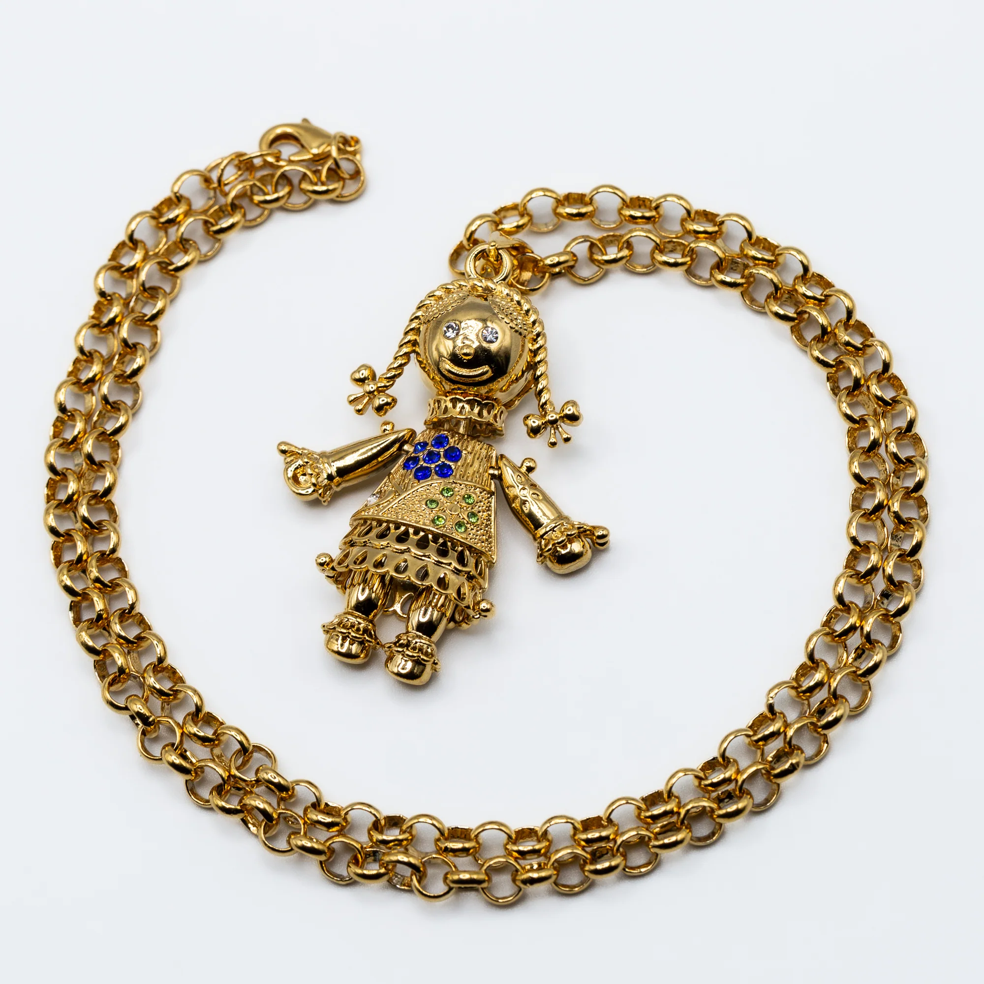 Gold Rag Doll Pendant Necklace 22" - Image 5