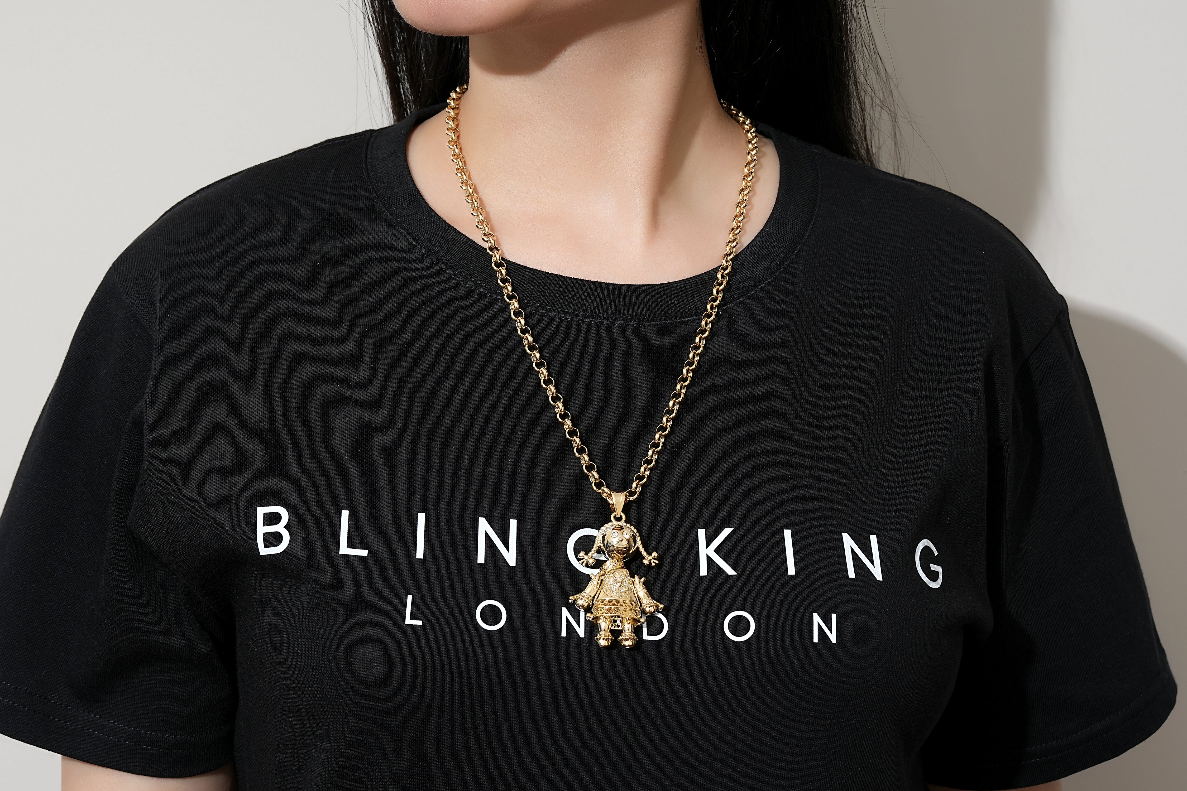 Gold Heart Rag Doll Pendant Necklace 22" - Image 4