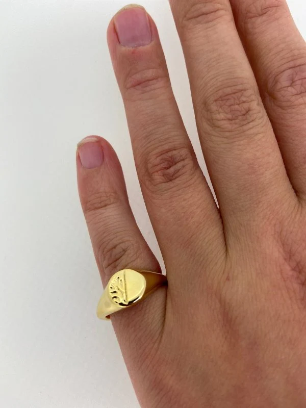 Gold Half Face Oval Pinky Ring - Image 3