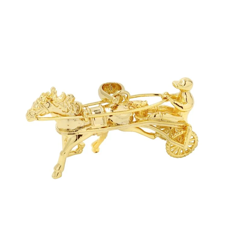 Gold Sulky Gypsy Horse Racing 3D Pendant (Chain Not Included) - Image 5