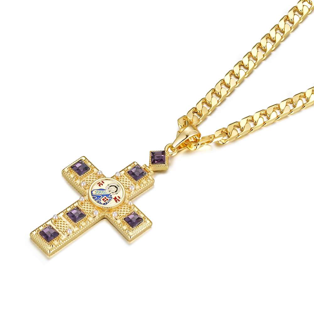 Gold Pectoral Cross Pendant 22 Inch 6mm Cuban Chain - Image 6