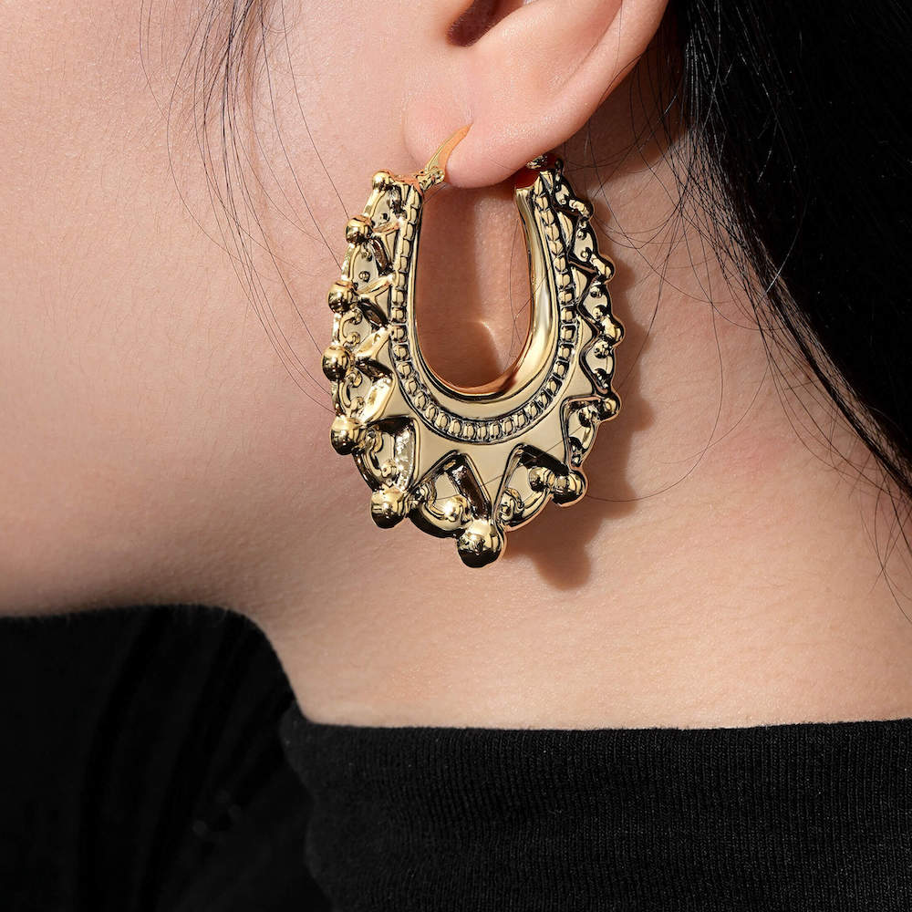 Gold XL Gypsy Creole Earrings 48mm - Image 6
