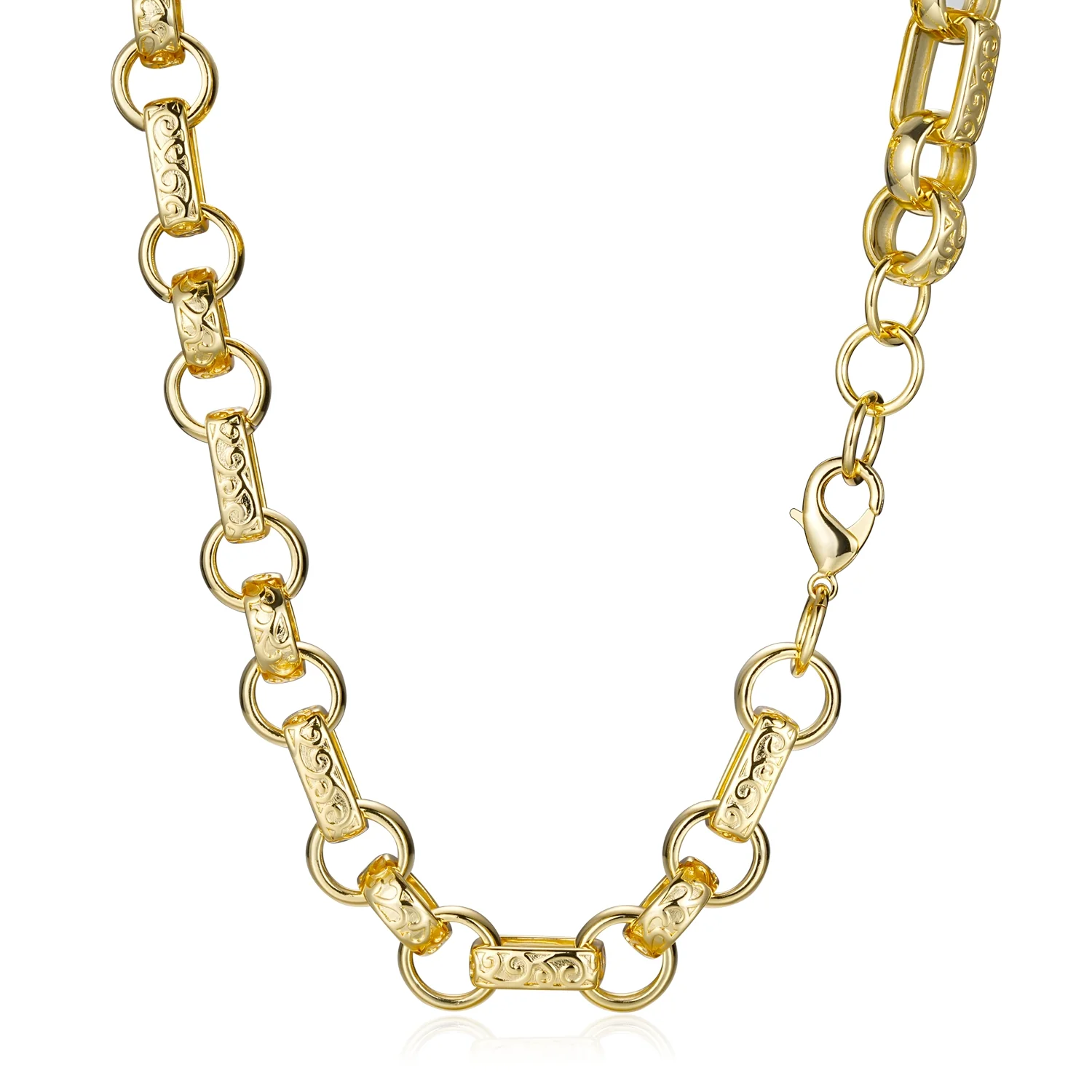 18mm Gold Gypsy Belcher Chain with Albert Clasp 24 Inch - Image 4