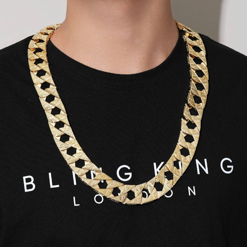 26mm Gold Lizard Ornate Chaps Cuban Curb Chain 30 Inch New - Image 3