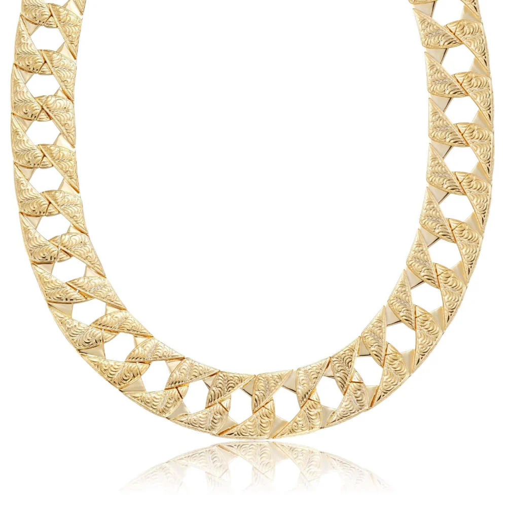 26mm Gold Lizard Ornate Chaps Cuban Curb Chain 30 Inch New - Image 4