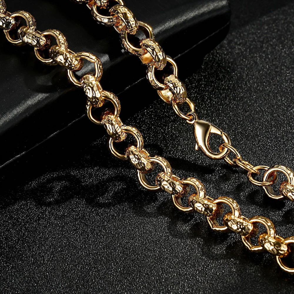 Gold Diamond-Cut Pattern Belcher Chain 12mm - Image 5