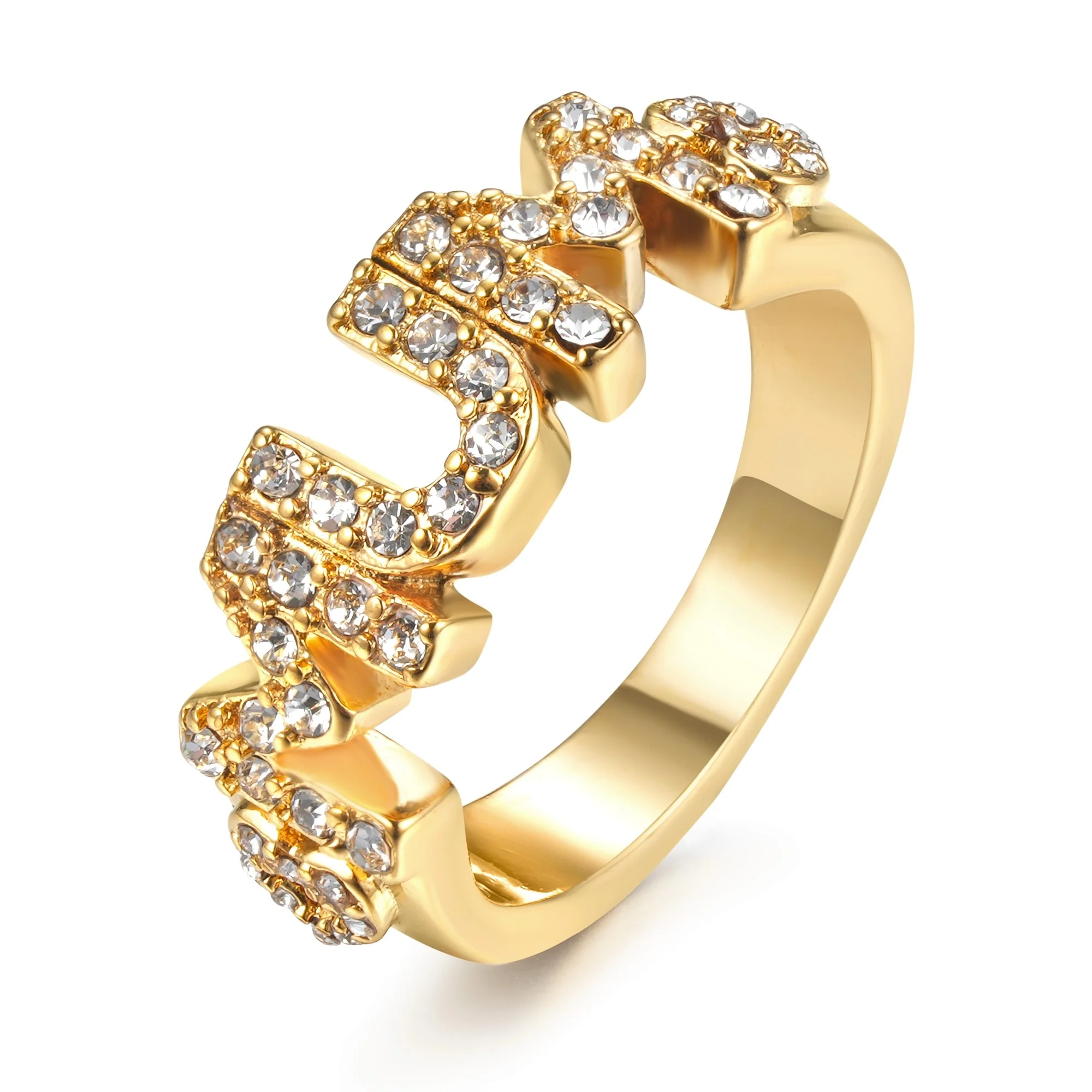 Gold Mum Heart Ring with Stones - Image 3