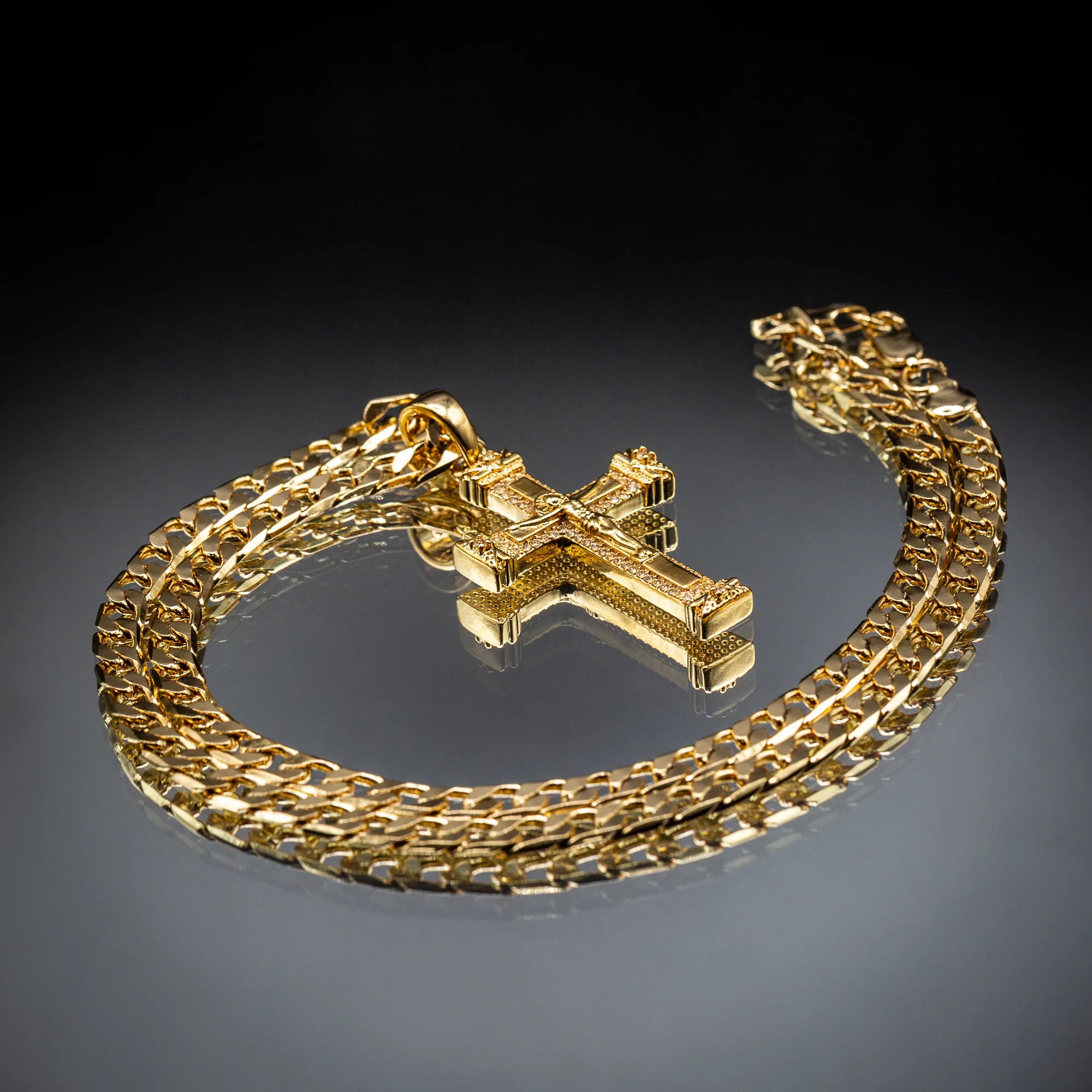 Gold Jesus Crucifix Pendant Necklace 22" - Image 4