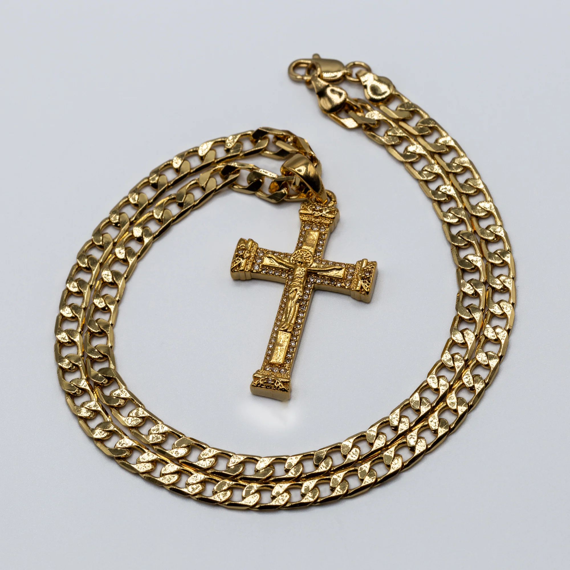Gold Jesus Crucifix Pendant Necklace 22" - Image 5