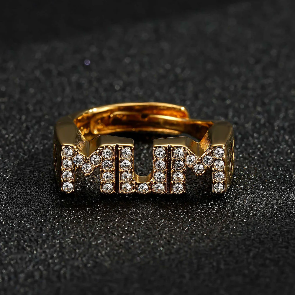 Gold Mum Ring with Stones - Image 4