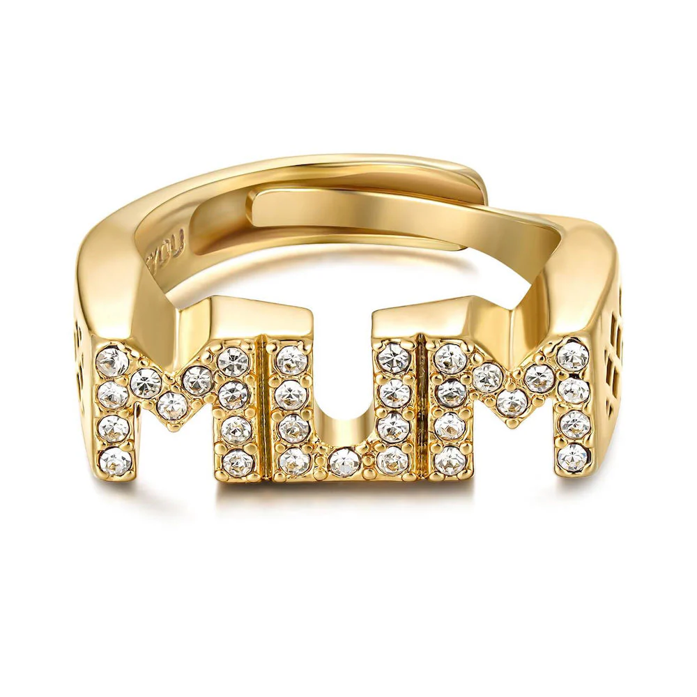 Gold Mum Ring with Stones - Image 5