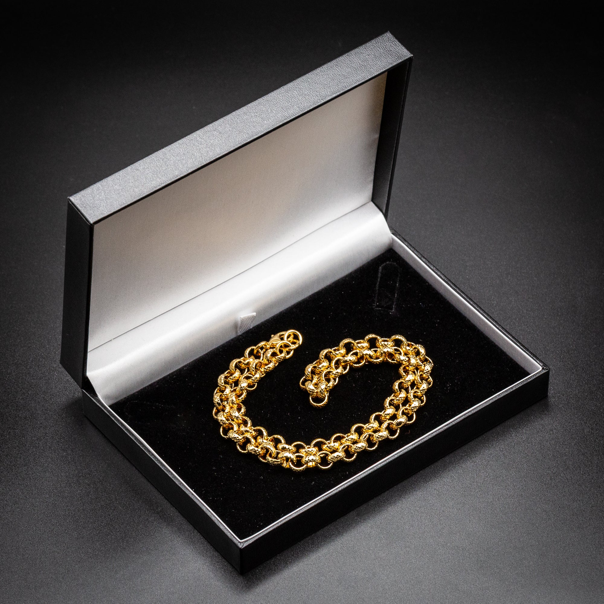 Gold Diamond-Cut Patterned Belcher Chain 8mm - Image 5