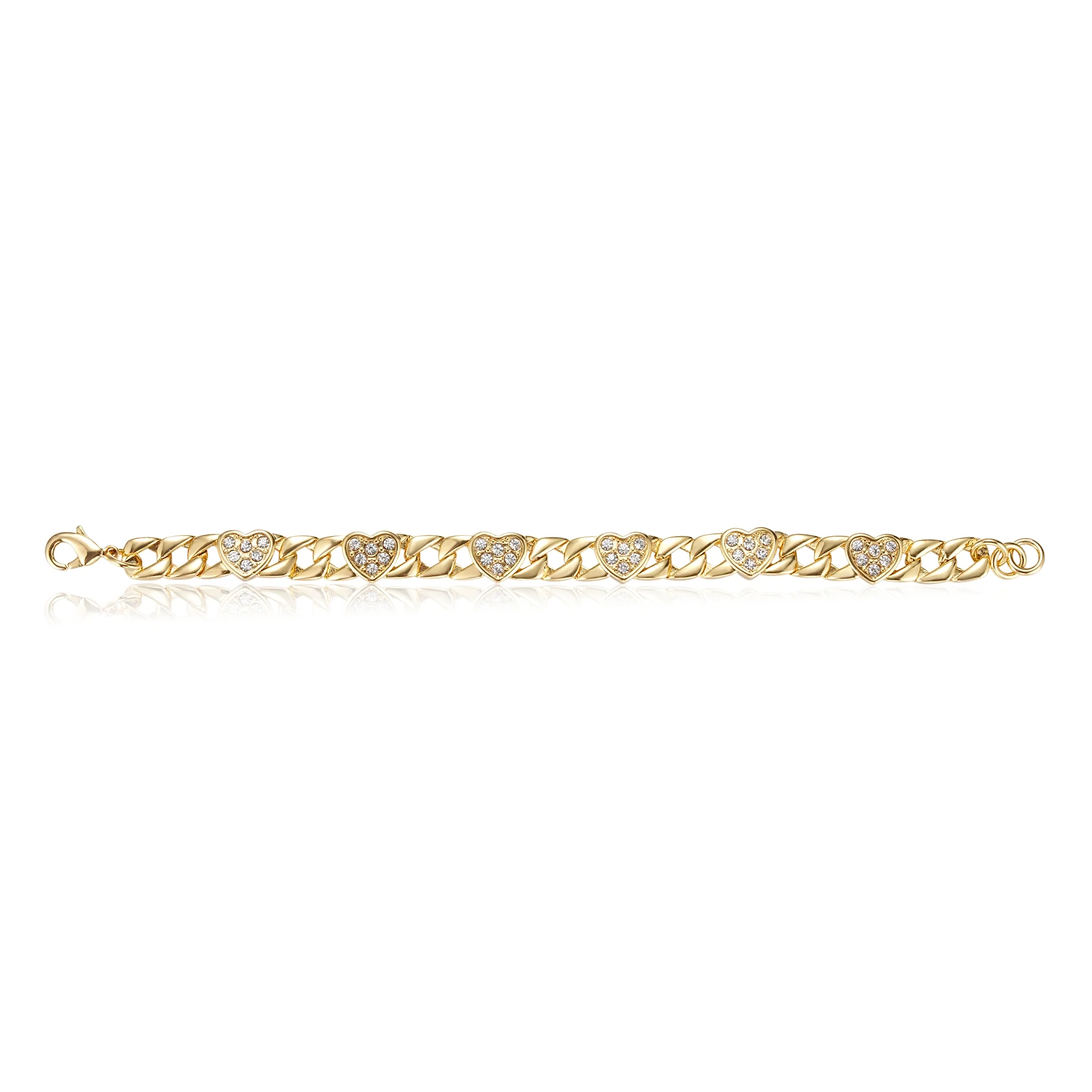 9ct Gold Heart Curb Bracelet 7mm - Image 5