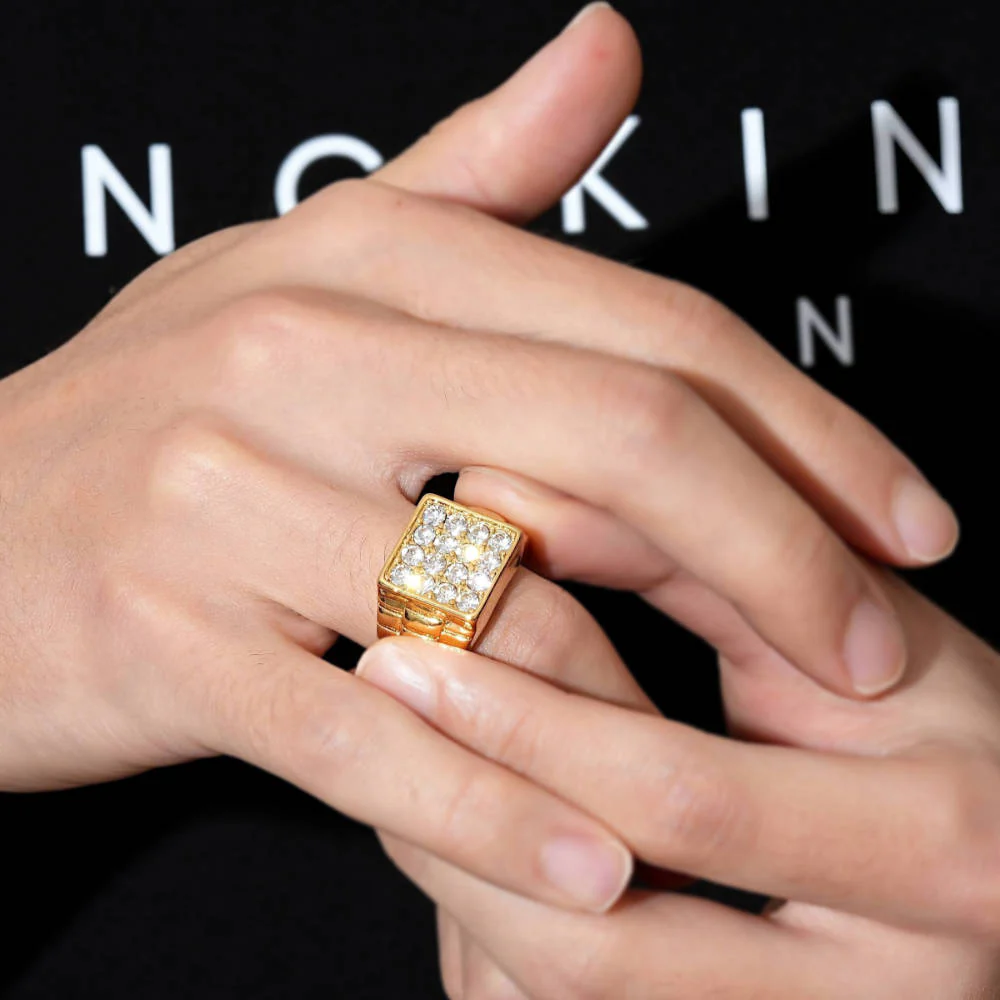 Gold Watchlink Ring with Stones - Image 3