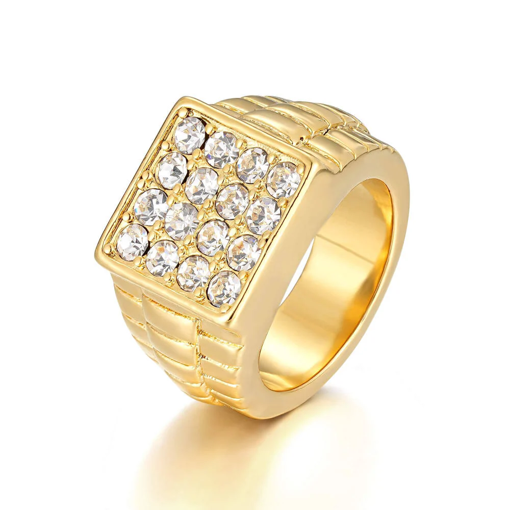Gold Watchlink Ring with Stones - Image 4