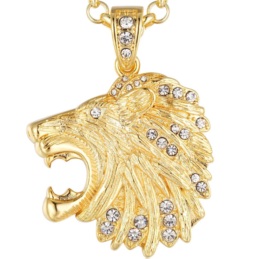 Gold Lion Head Pendant Necklace - Image 3