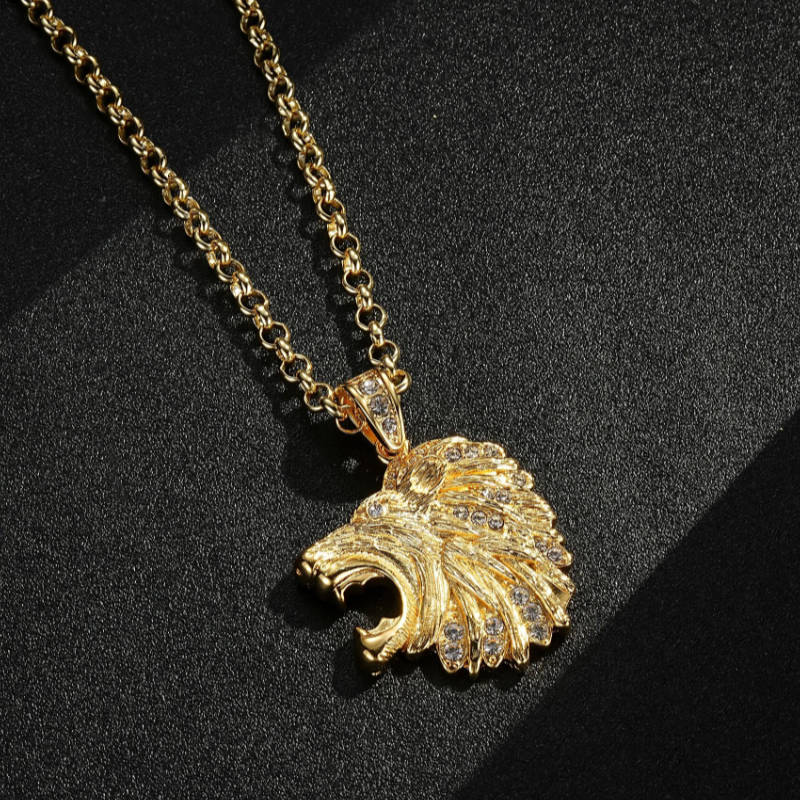 Gold Lion Head Pendant Necklace - Image 4
