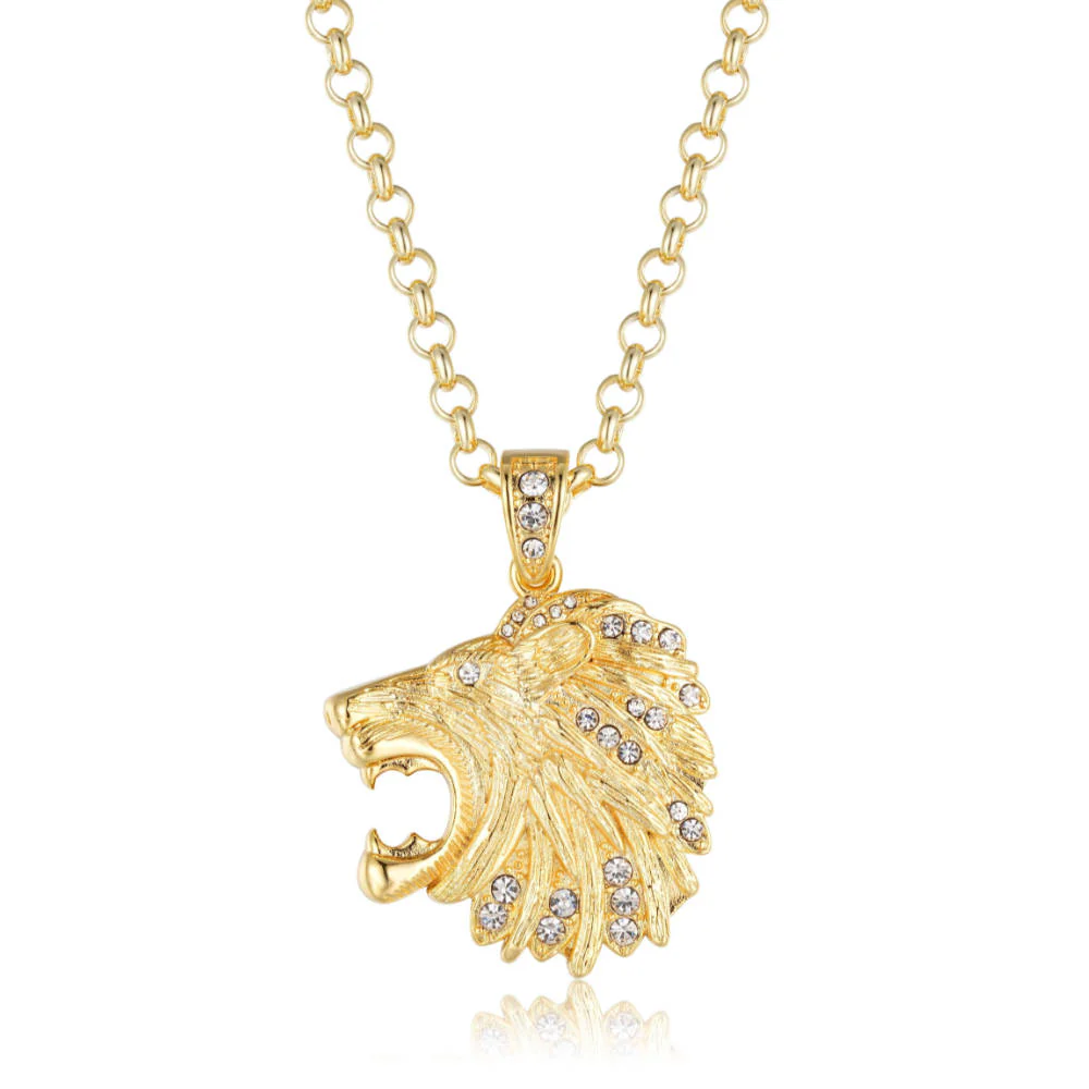 Gold Lion Head Pendant Necklace - Image 5