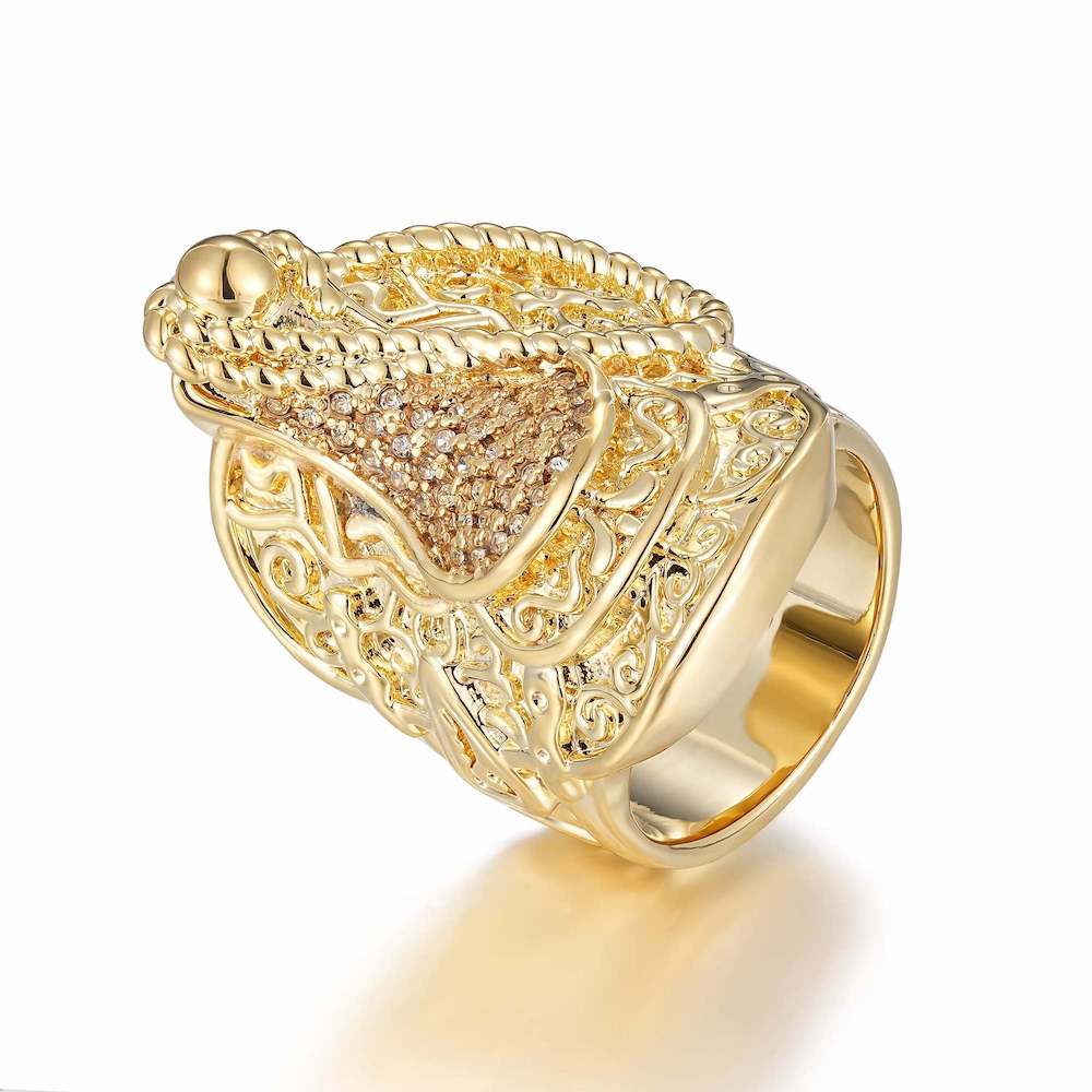 Gold XXXL Saddle Ring with Stones - Image 3