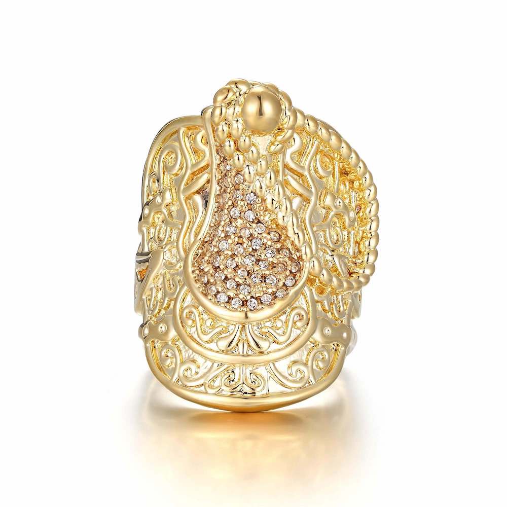 Gold XXXL Saddle Ring with Stones - Image 5