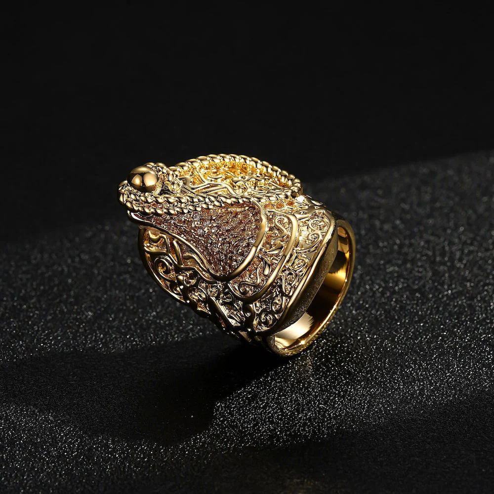 Gold XXXL Saddle Ring with Stones - Image 6