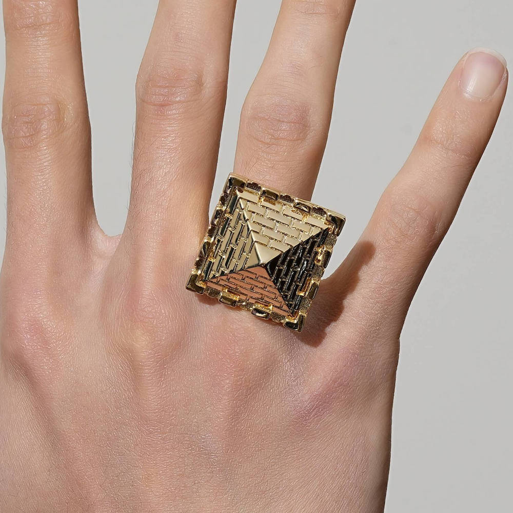 Gold Pyramid Castle Ring XXL - Image 4