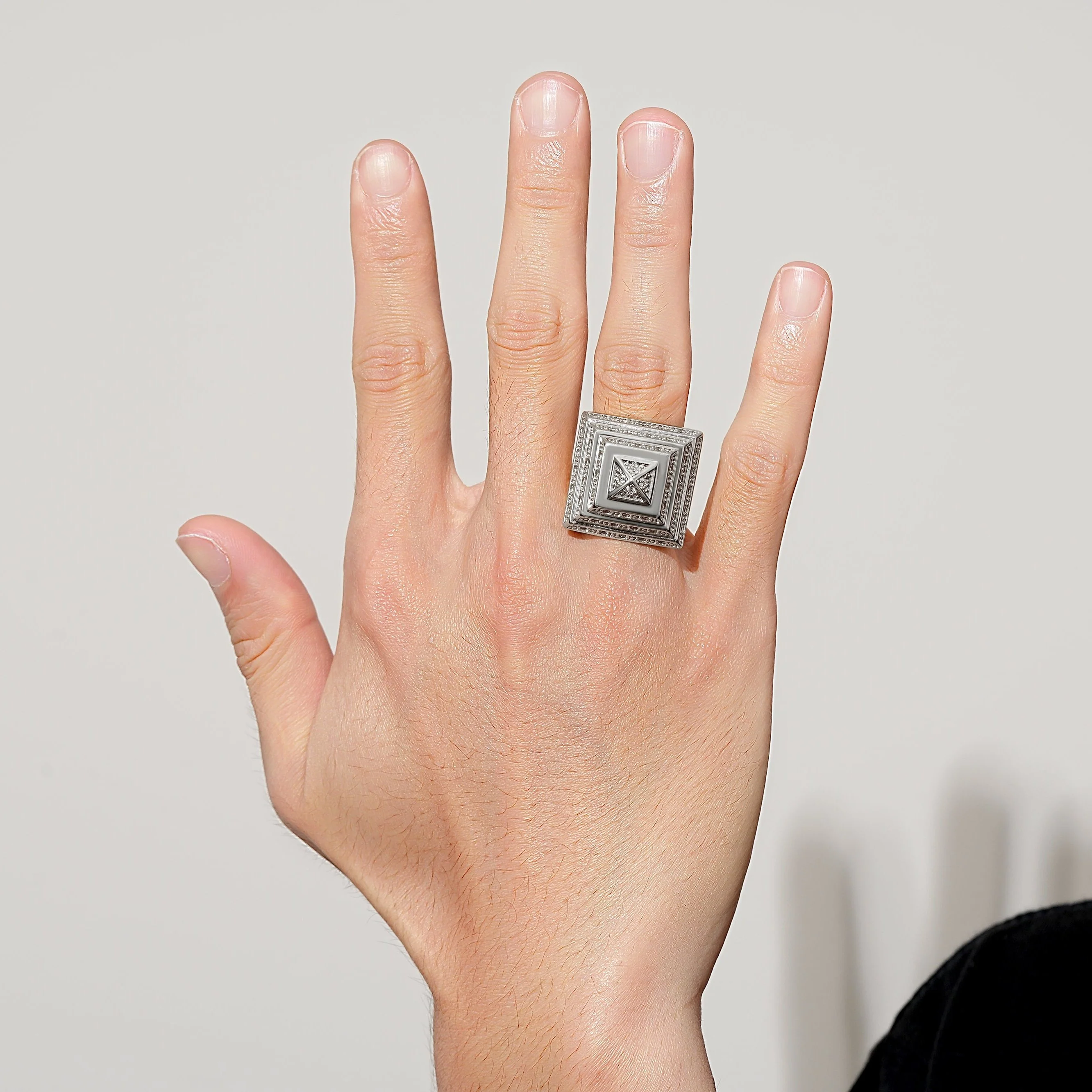 Silver Pyramid Ring with Stones XXL - Image 3
